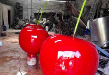 噴漆櫻桃雕塑 中式村口水果雕塑 草地雕塑