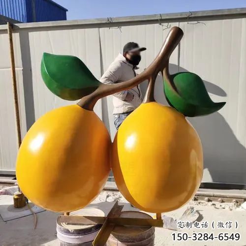 抽象枇杷雕塑 店門(mén)口彩繪雕塑 步行街?jǐn)[件