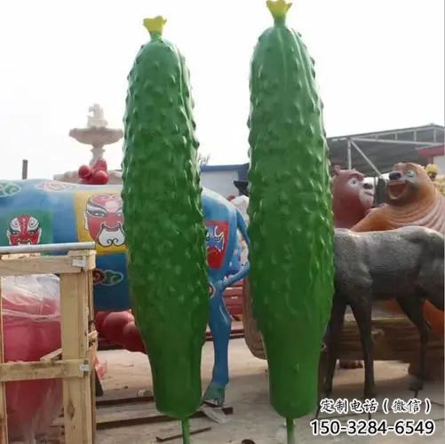 田間黃瓜雕塑 彩繪仿真雕塑 園林?jǐn)[件
