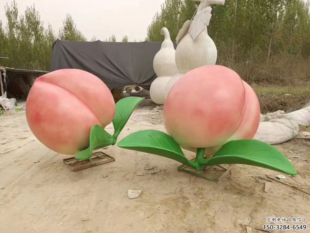 酒店水蜜桃雕塑 景觀(guān)美陳果蔬雕塑 現(xiàn)代水果雕塑