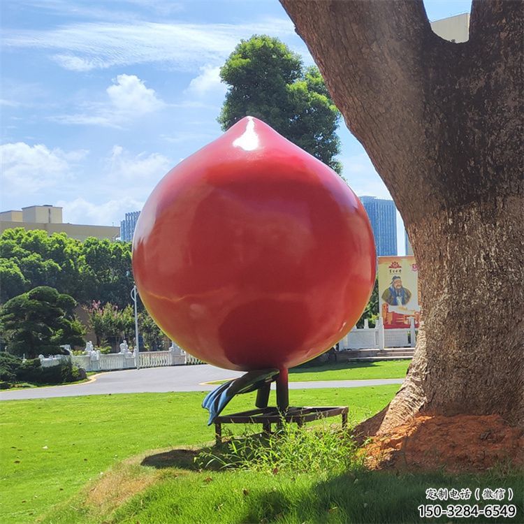 大型玻璃鋼水蜜桃雕塑 歐式步行街水果雕塑 彩繪果蔬雕塑