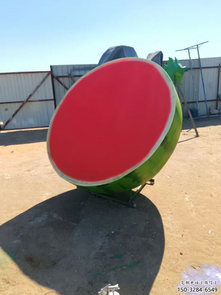 抽象西瓜雕塑 店門口彩繪雕塑 步行街?jǐn)[件