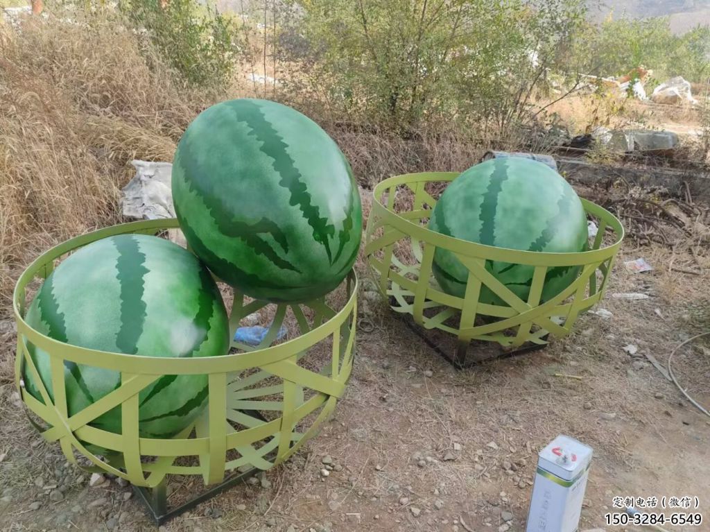 店門口西瓜雕塑 創(chuàng)意景觀雕塑 仿真擺件