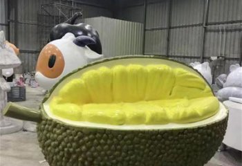 村口榴蓮雕塑 仿真果蔬雕塑 公園水果雕塑