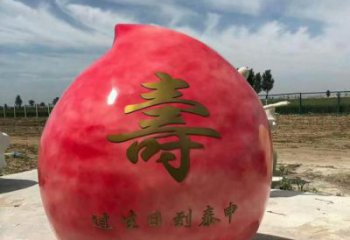 創意水蜜桃雕塑 步行街店門口雕塑 水果小品