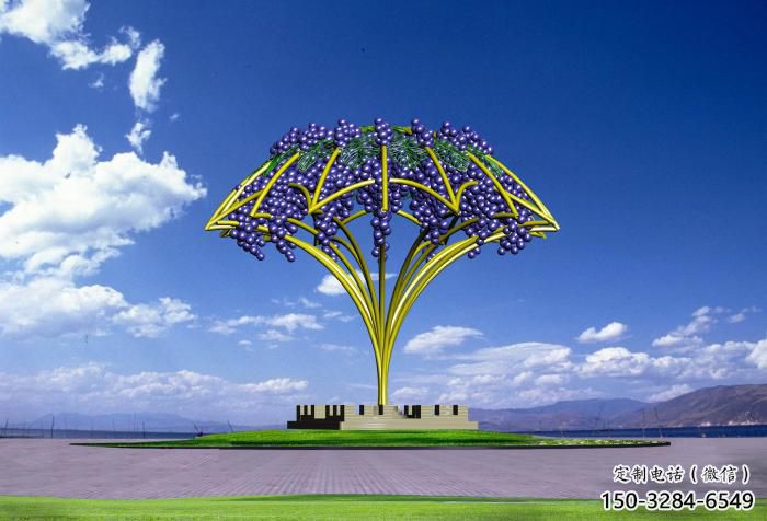 街道葡萄雕塑 現(xiàn)代景觀水果雕塑 彩繪果蔬雕塑