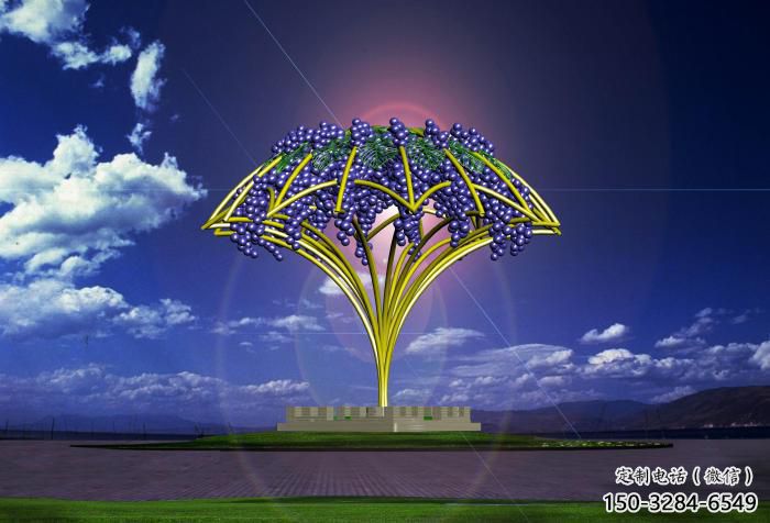 室內(nèi)葡萄雕塑 仿真景觀水果雕塑 大型果蔬雕塑