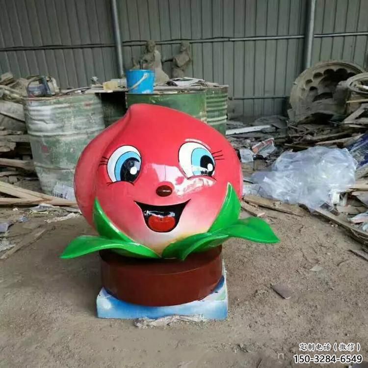 戶外桃子雕塑 噴漆果蔬雕塑 燈光水果雕塑