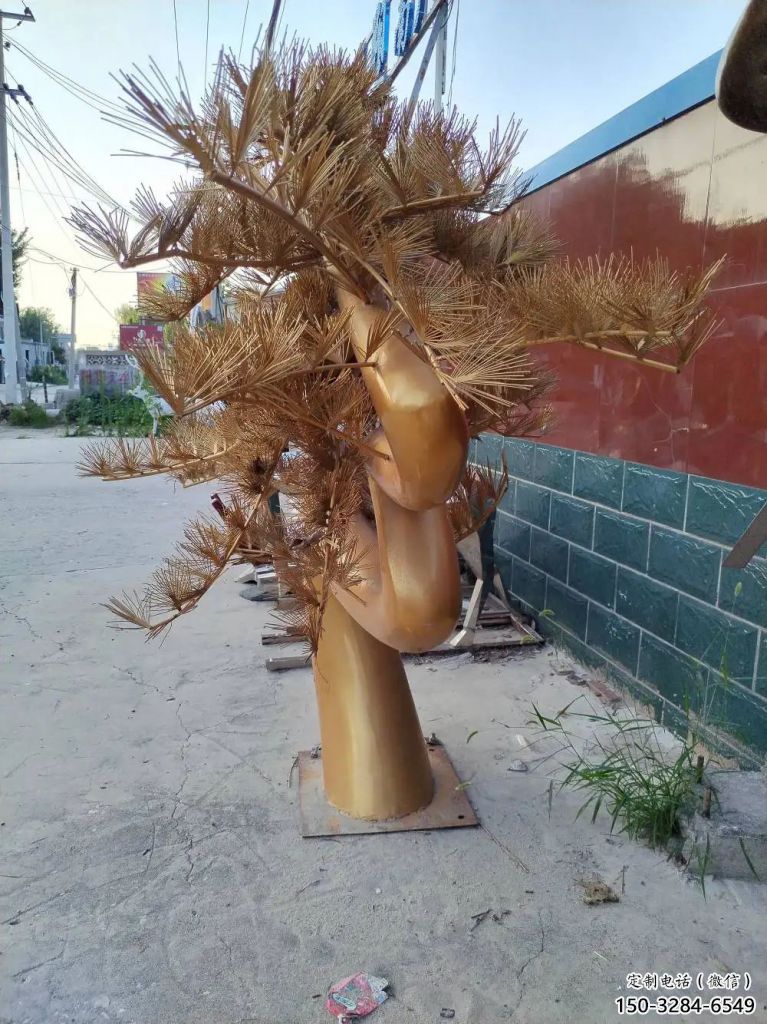 別墅區松樹雕塑 大型別墅區植物雕塑 剪影大樹雕塑