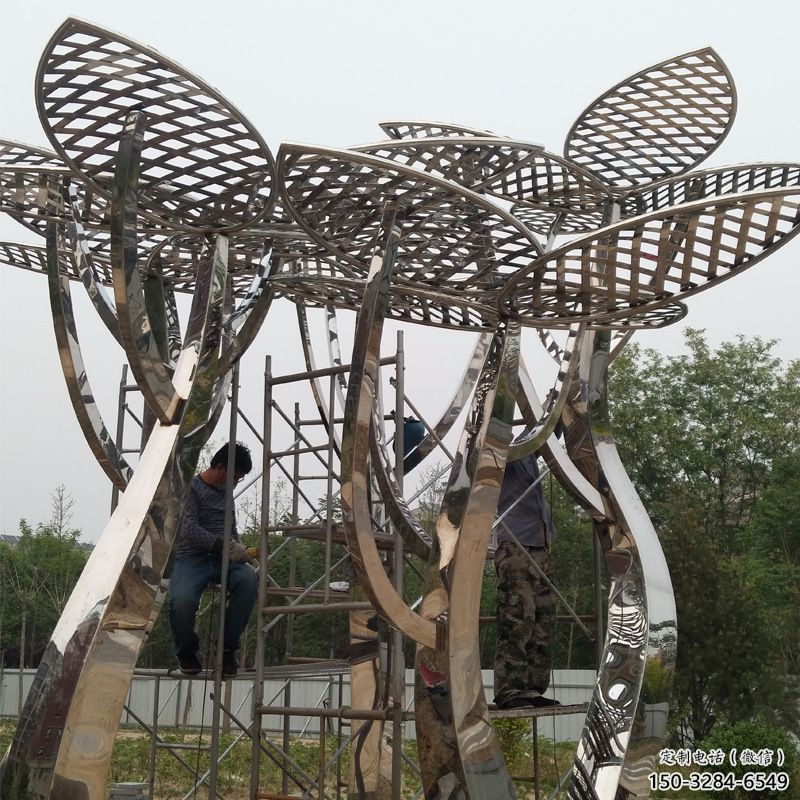 賓館松樹雕塑 烤漆大型大樹雕塑 歐式植物雕塑