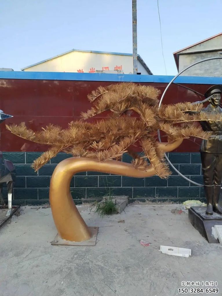 步行街松樹雕塑 游樂場大樹雕塑 鑄造植物雕塑