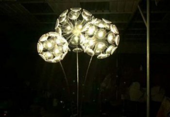 蒲公英雕塑 電鍍現代花卉雕塑 公園植物雕塑