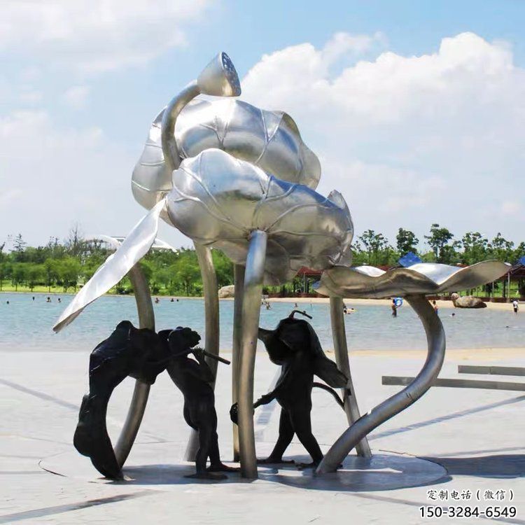 房地產荷葉雕塑 現(xiàn)代景觀花卉雕塑 幾何植物雕塑