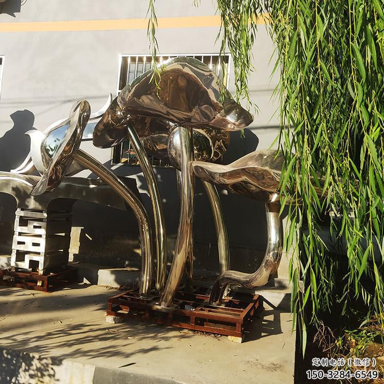 酒店荷葉雕塑 景觀美陳植物雕塑 現代花卉雕塑