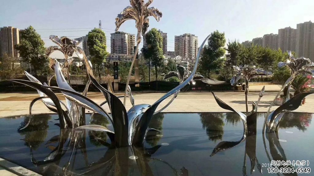 百合花雕塑 仿真景觀植物雕塑 烤漆花卉雕塑