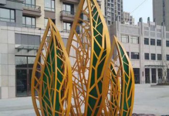 步行街樹(shù)葉雕塑 游樂(lè)場(chǎng)花卉雕塑 鑄造植物雕塑