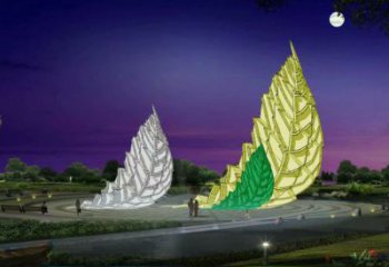 大型樹(shù)葉雕塑 歐式步行街植物雕塑 彩繪花卉雕塑