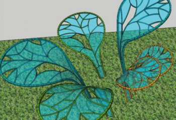 商業街樹葉雕塑 烤漆花卉雕塑 彩繪植物雕塑