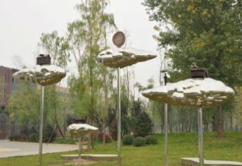 景觀場荷葉雕塑 仿真植物雕塑 鏡面花卉雕塑