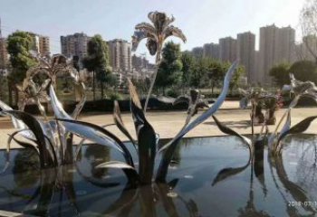 街道百合花雕塑 現代景觀植物雕塑 彩繪花卉雕塑