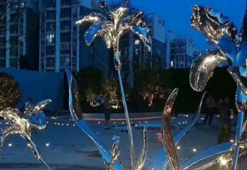 園林百合花雕塑 大型花卉雕塑 中式植物雕塑