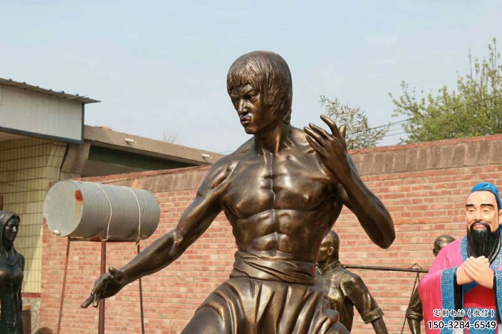 彩繪李小龍雕塑廠 大型城市雕塑 商業(yè)街?jǐn)[件