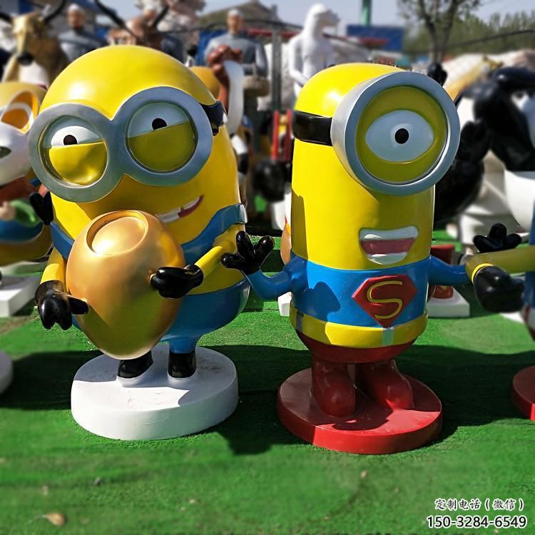 酒店小黃人雕塑 景觀美陳卡通雕塑 現(xiàn)代動漫雕塑