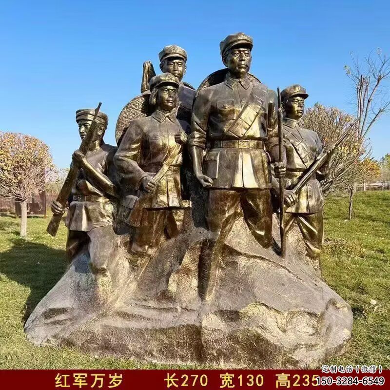大門口紅軍雕塑 發(fā)光公園革命雕塑 仿真抗戰(zhàn)雕塑