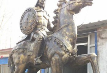 商業街武士雕塑 烤漆古代雕塑 彩繪人物雕塑