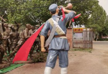 商業街紅軍雕塑 烤漆革命雕塑 彩繪抗戰雕塑