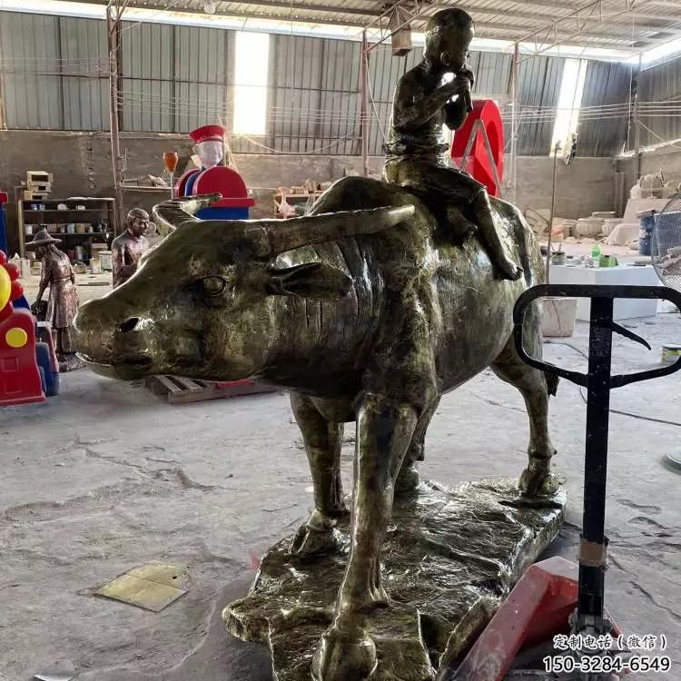 街頭牧童雕塑廠家 大型別墅區(qū)民俗雕塑 鋼管鑄銅雕塑