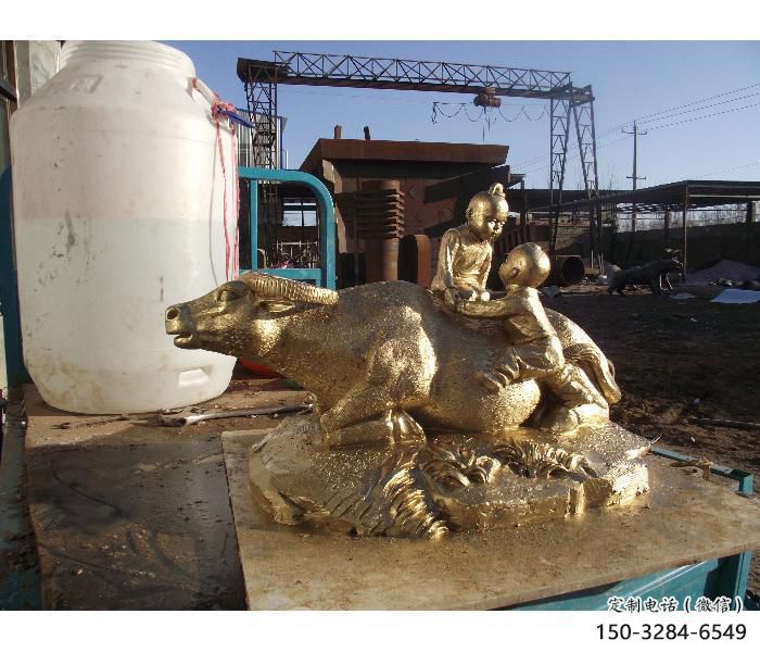 農(nóng)村牧童雕塑廠家 抽象藝術鑄銅雕塑 烤漆民俗雕塑