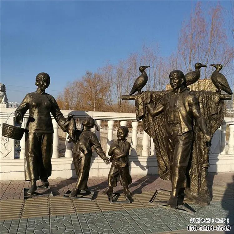 抽象釣魚(yú)雕塑 店門(mén)口彩繪雕塑 步行街?jǐn)[件