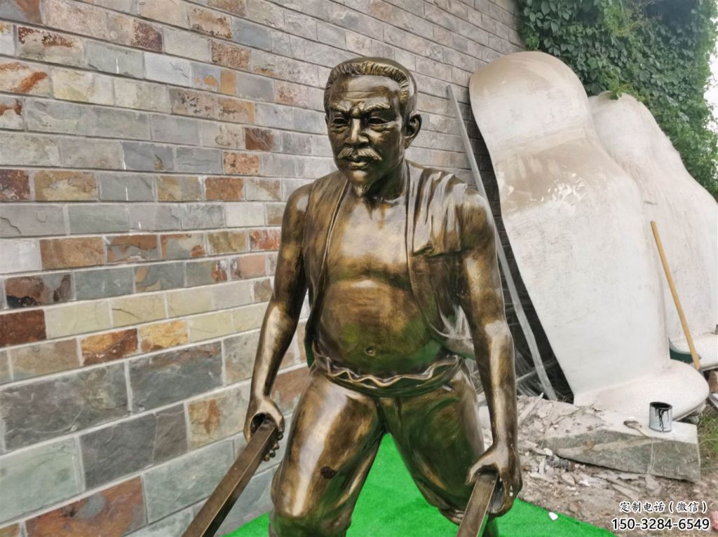 大型獨(dú)輪車(chē)雕塑 步行街民俗雕塑 小販擺件