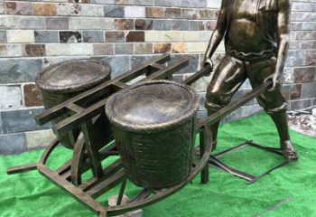 仿古獨輪車雕塑 庭院彩繪雕塑 田間小品