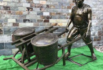 民俗獨(dú)輪車(chē)雕塑 酒店公園雕塑 風(fēng)景區(qū)擺件