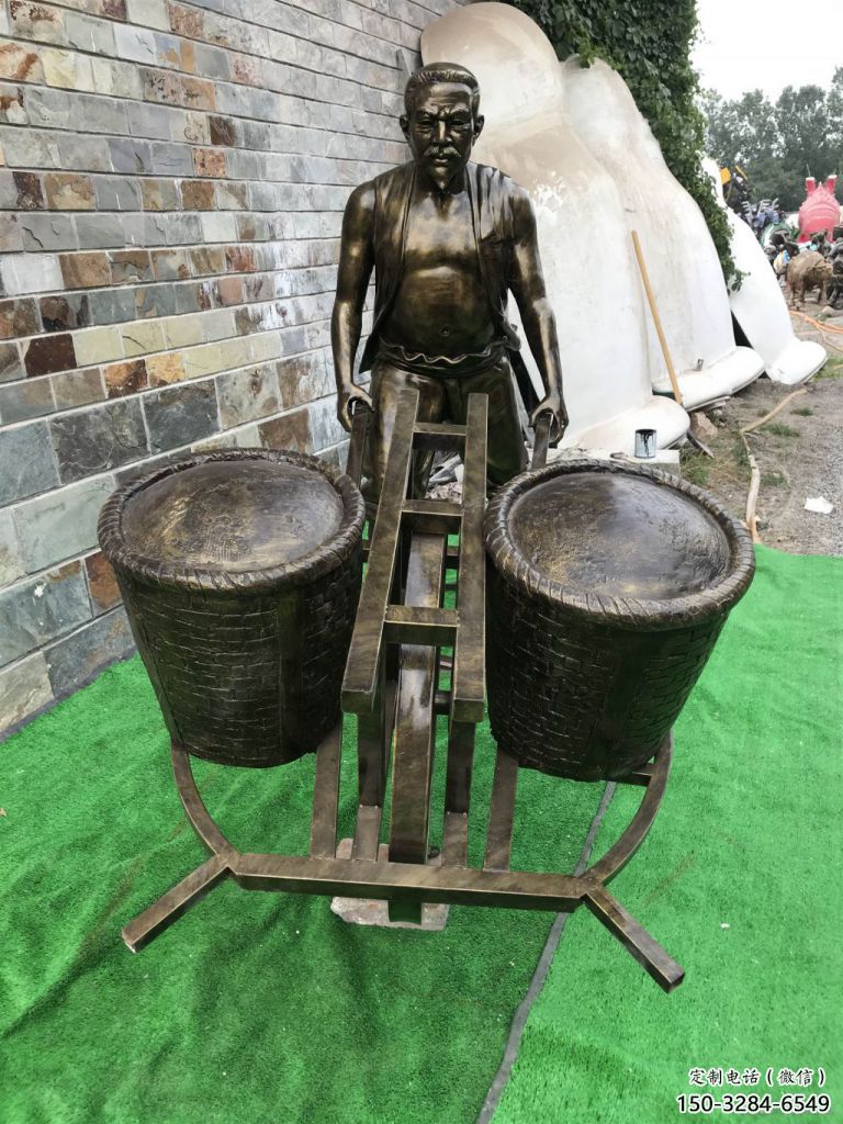 售樓處獨(dú)輪車雕塑 商業(yè)街雕塑 民俗擺件