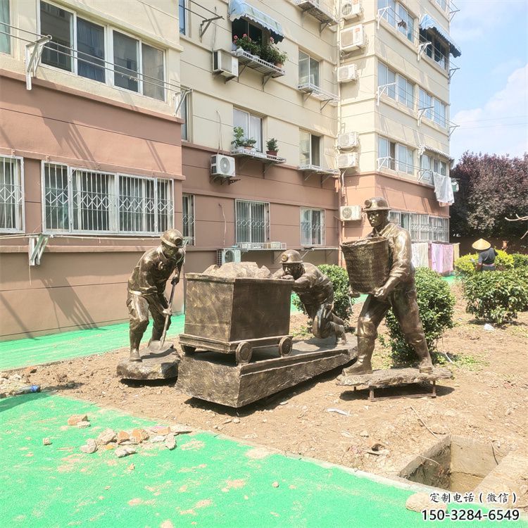 住宅小區工人雕塑 啞光民俗雕塑 公園勞動雕塑