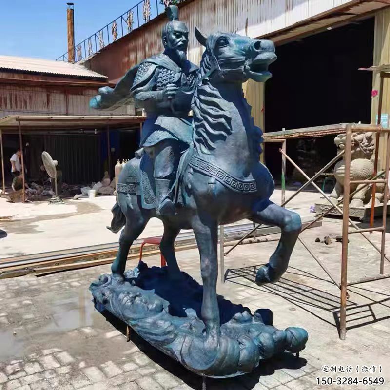 騎馬岳飛雕塑 景觀校園名人雕塑 商業(yè)街肖像雕塑