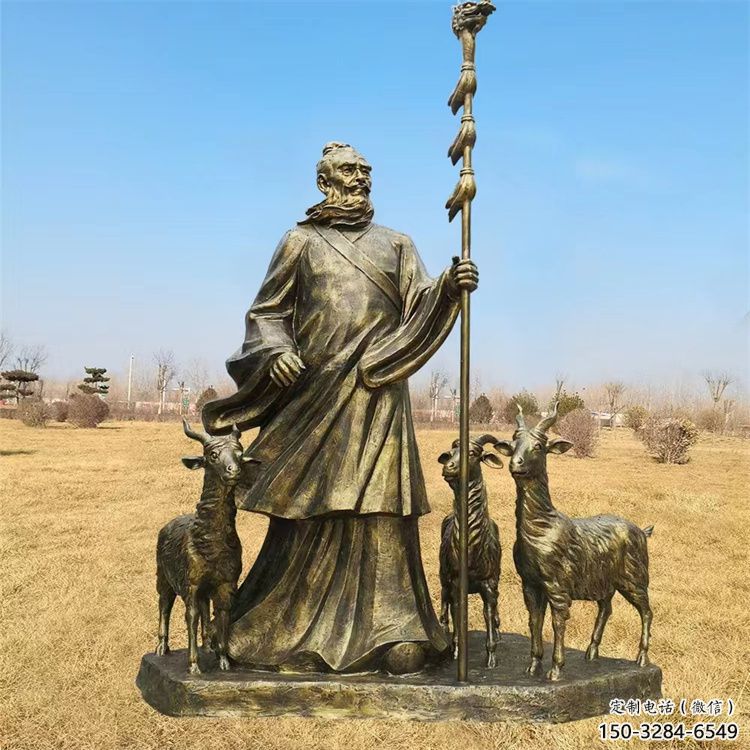 仿古船夫雕塑 庭院彩繪雕塑 田間小品