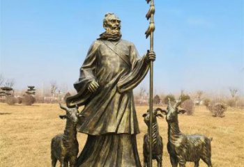 仿古船夫雕塑 庭院彩繪雕塑 田間小品