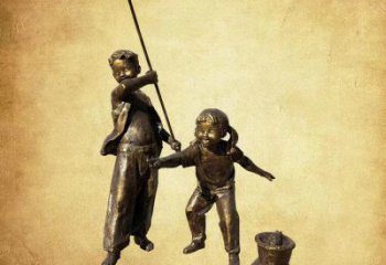 商場船夫雕塑 民俗雕塑 店門口小品