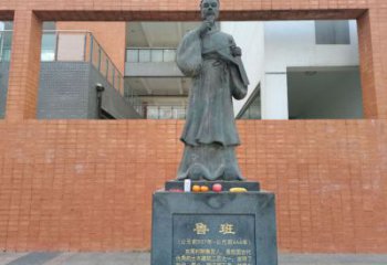 彩繪魯班雕塑 懸空餐飲店手藝人雕塑 街頭木匠雕塑