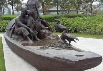 彩繪漁民雕塑 民俗雕塑 步行街?jǐn)[件