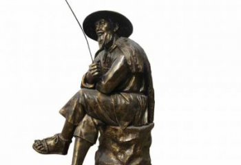 現代漁民雕塑 大型別墅區(qū)民俗雕塑 鑄銅捕魚雕塑