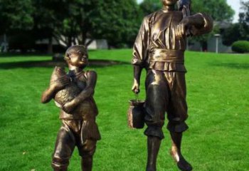 漁民雕塑 烤漆大型民俗雕塑 鑄銅捕魚雕塑