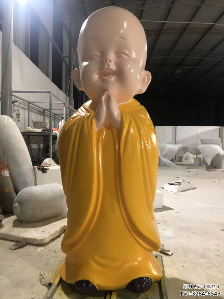 現代小和尚雕塑 大型兒童雕塑 鑄銅肖像雕塑