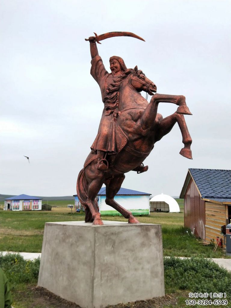 彩繪皇帝雕塑 黃銅古代雕塑 街頭雕塑