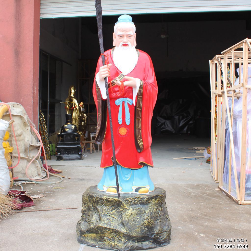 仿真月老雕塑 現代鑄銅擺件 彩繪神話雕塑