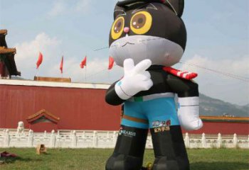 創(chuàng)意黑貓警長(zhǎng)雕塑 彩繪卡通雕塑 公園雕塑